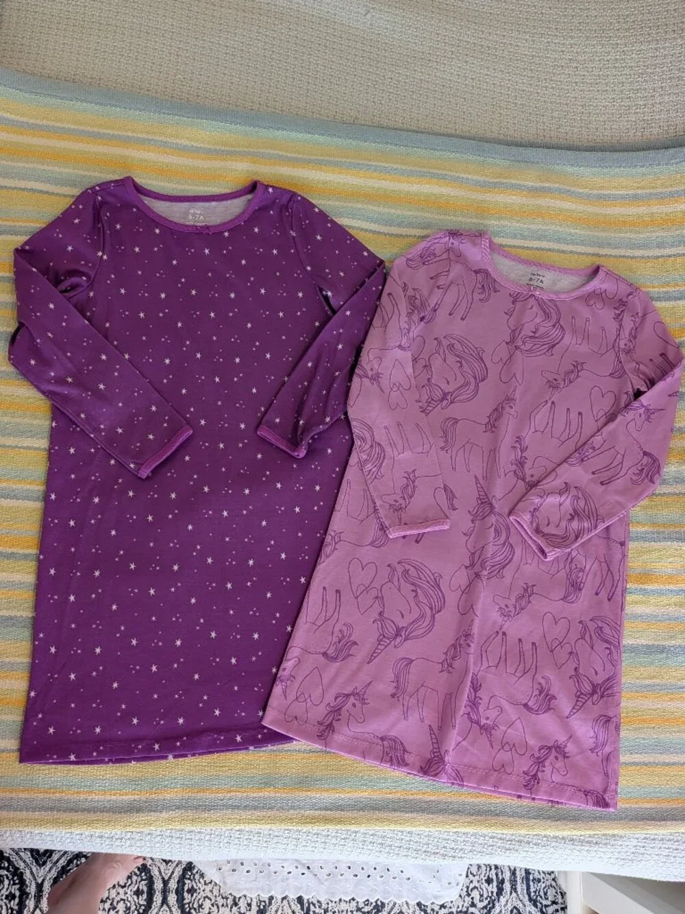 ⭐  Two Carter's purple nightgowns size 6-7